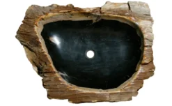 30" Petrified Wood Stone Vessel Sink, Black