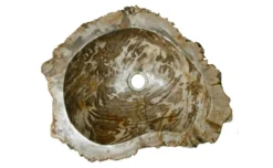 20" Petrified Wood Stone Vessel Sink, Brown, Taupe