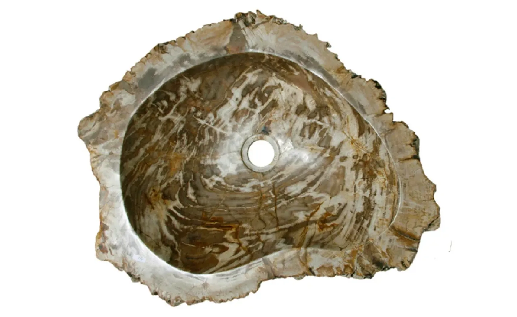 20" Petrified Wood Stone Vessel Sink, Brown, Taupe