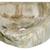 18.5" Petrified Wood Stone Vessel Sink, Oval, Beige, Black, Ivory, Taupe, W 18.5″ x D 14.5″ x H 4″, PEWD--#01-12