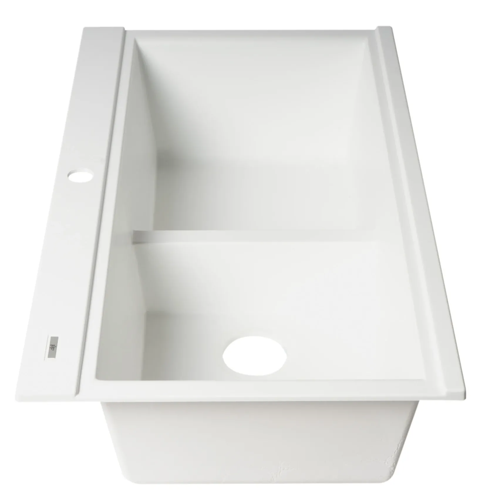 ALFI 34" Drop In Granite Composite Workstation Kitchen Sink with Accessories, 50/50 Double Bowl, White, 1 Faucet Hole, AB3418DBDI-W