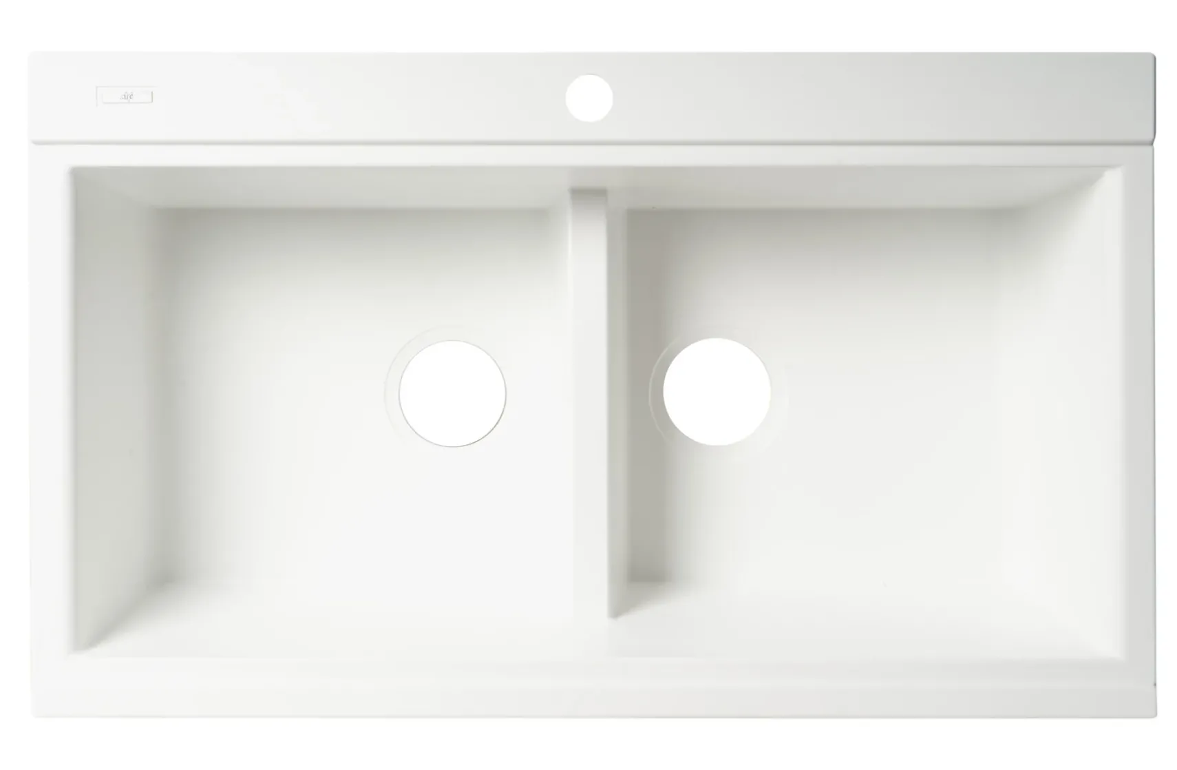 ALFI 34" Drop In Granite Composite Workstation Kitchen Sink with Accessories, 50/50 Double Bowl, White, 1 Faucet Hole, AB3418DBDI-W