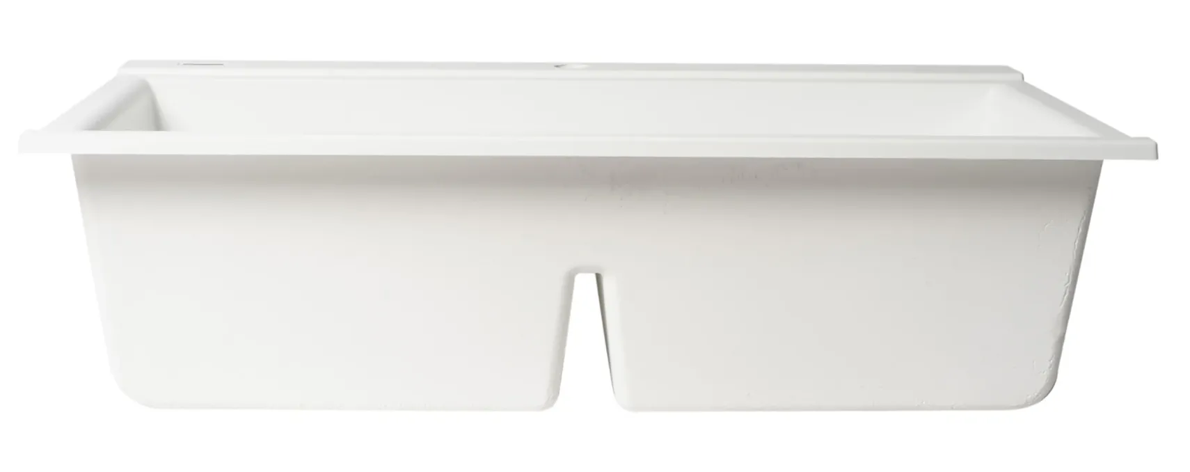 ALFI 34" Drop In Granite Composite Workstation Kitchen Sink with Accessories, 50/50 Double Bowl, White, 1 Faucet Hole, AB3418DBDI-W