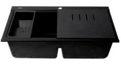 ALFI 34" Drop In Granite Composite Workstation Kitchen Sink with Accessories, 50/50 Double Bowl, Black, 1 Faucet Hole, AB3418DBDI-BLA