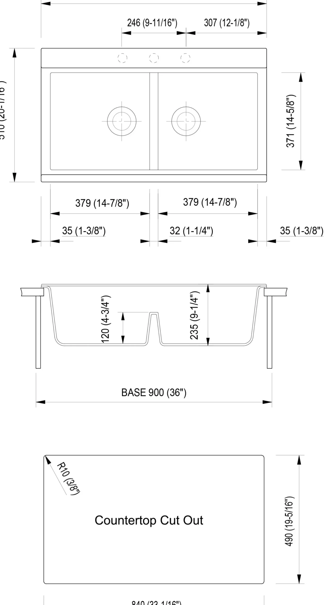 ALFI 34" Drop In Granite Composite Workstation Kitchen Sink with Accessories, 50/50 Double Bowl, Black, 1 Faucet Hole, AB3418DBDI-BLA