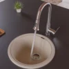ALFI Biscuit 17" Drop-In Round Granite Composite Kitchen Prep Sink, AB1717DI-B