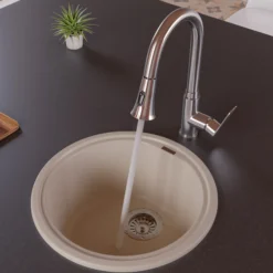 ALFI Biscuit 17" Drop-In Round Granite Composite Kitchen Prep Sink, AB1717DI-B