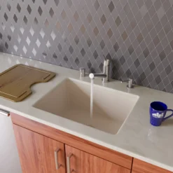 ALFI Biscuit 24" Undermount Single Bowl Granite Composite Kitchen Sink, AB2420UM-B