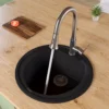 ALFI Black 20" Drop-In Round Granite Composite Kitchen Prep Sink, AB2020DI-BLA
