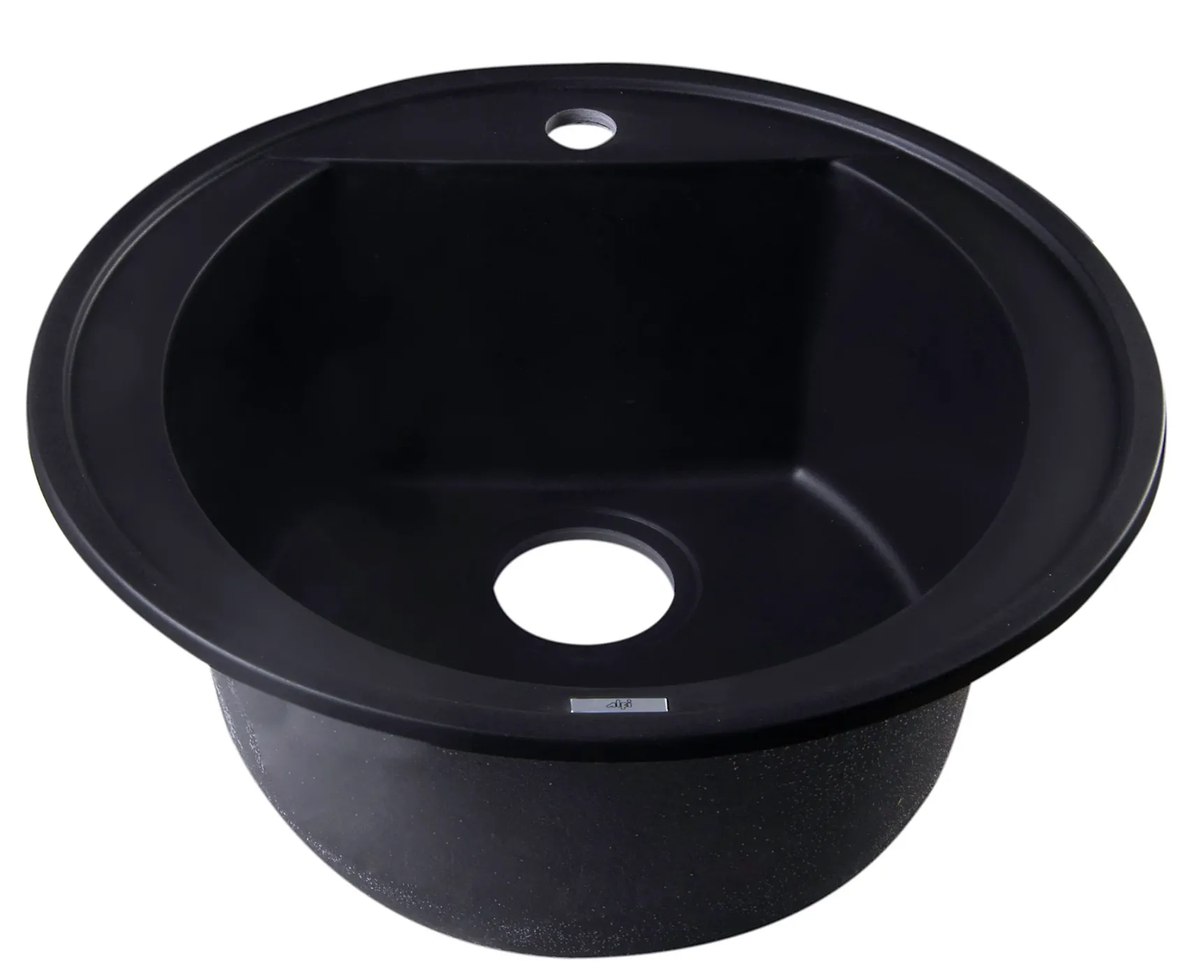 ALFI Black 20" Drop-In Round Granite Composite Kitchen Prep Sink, AB2020DI-BLA