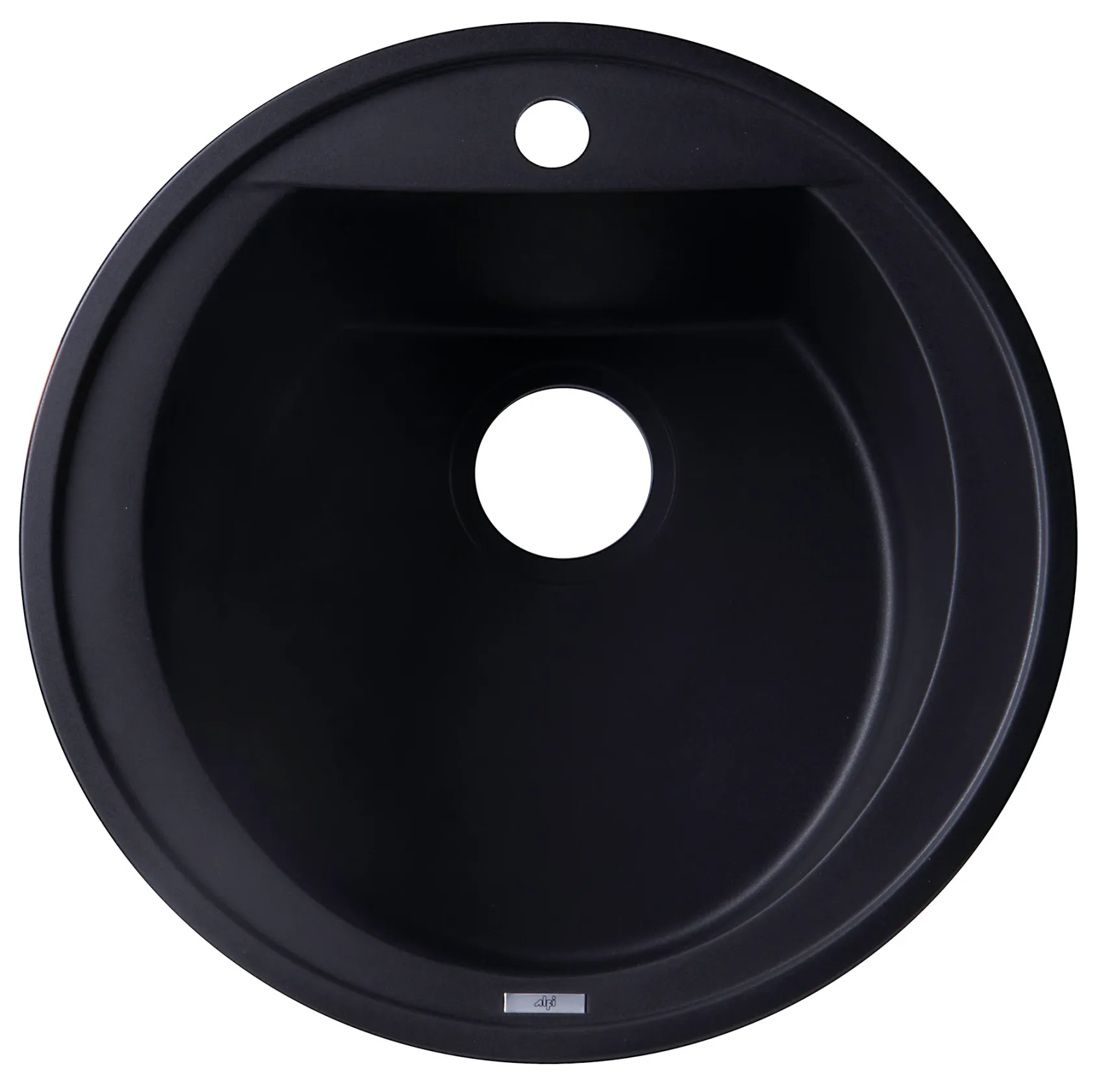 ALFI Black 20" Drop-In Round Granite Composite Kitchen Prep Sink, AB2020DI-BLA