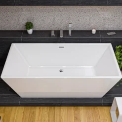ALFI brand 67" Acrylic Free Standing Rectangle Soaking Bathtub, White, AB8832