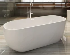 ALFI brand 59" Acrylic Free Standing Oval Soaking Bathtub, White, AB8838