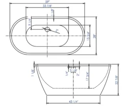 ALFI brand 59" Acrylic Free Standing Oval Soaking Bathtub, White, AB8838