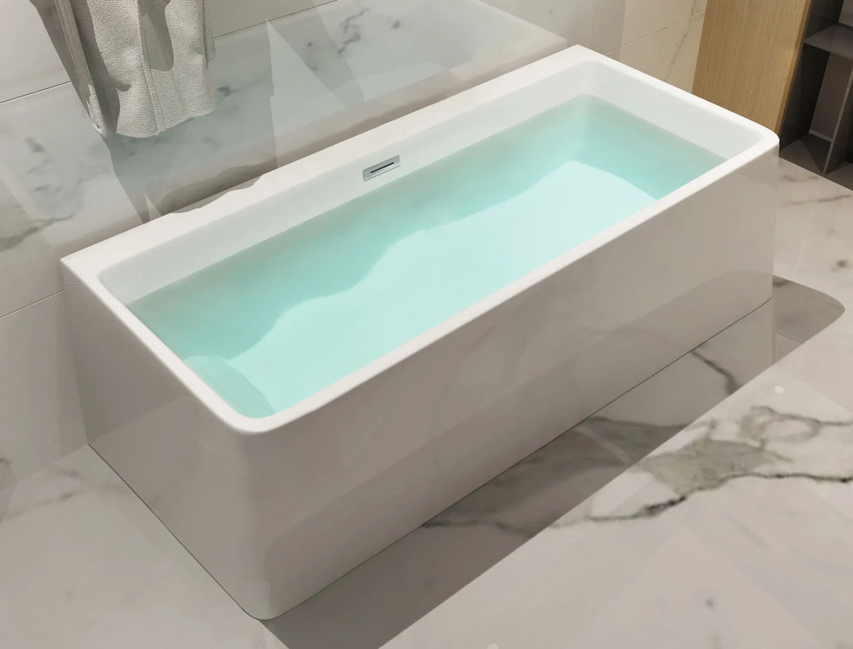 ALFI brand 59" Acrylic Free Standing Rectangle Soaking Bathtub, White, AB8858