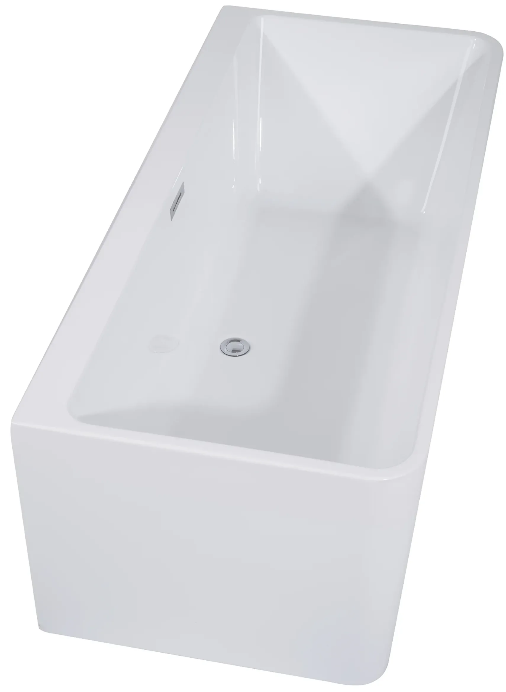 ALFI brand 59" Acrylic Free Standing Rectangle Soaking Bathtub, White, AB8858