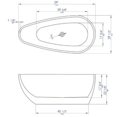 ALFI brand 59" Acrylic Free Standing Oval Soaking Bathtub, Black, AB8862