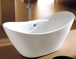 ALFI brand 68" Acrylic Free Standing Oval Soaking Bathtub, White, AB8803