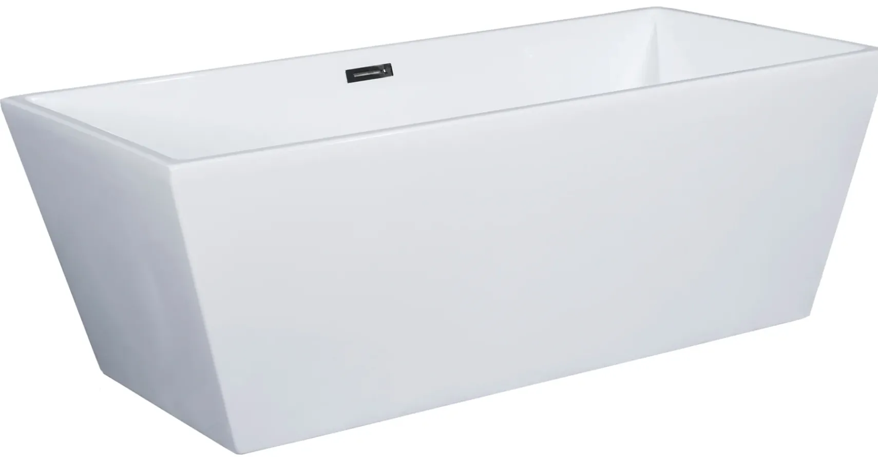 ALFI brand 59" Acrylic Free Standing Rectangle Soaking Bathtub, White, AB8833