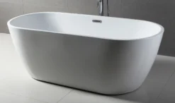 ALFI brand 67" Acrylic Free Standing Oval Soaking Bathtub, White, AB8839