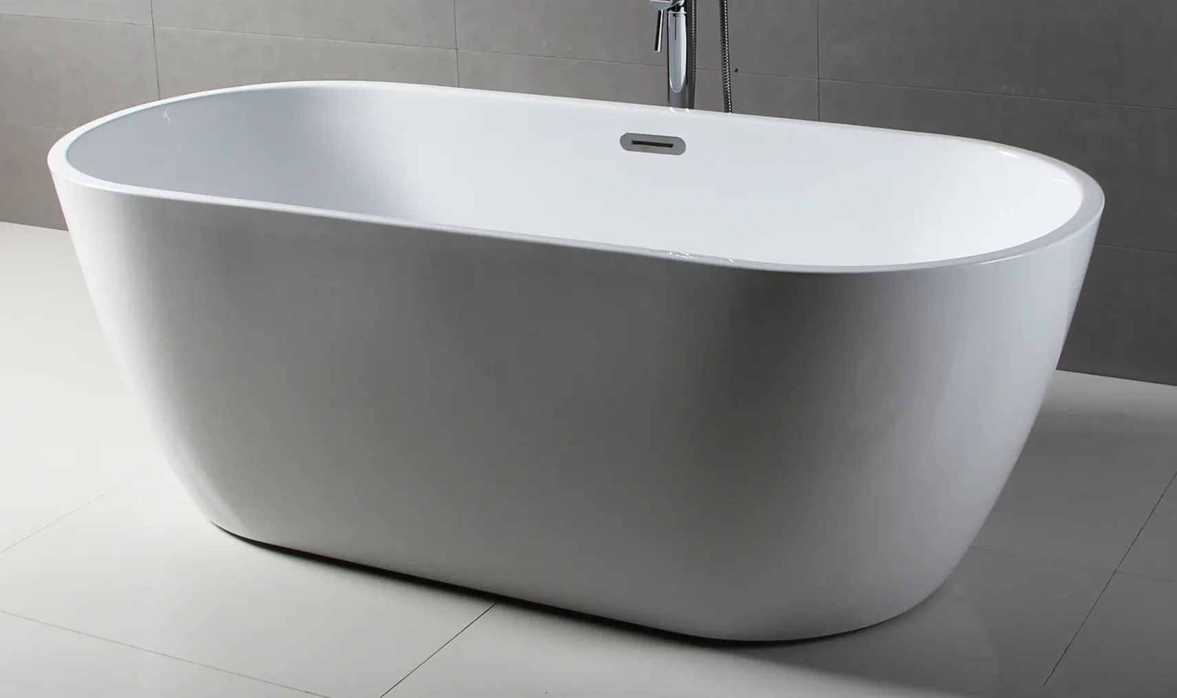 ALFI brand 67" Acrylic Free Standing Oval Soaking Bathtub, White, AB8839