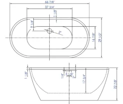 ALFI brand 67" Acrylic Free Standing Oval Soaking Bathtub, White, AB8839