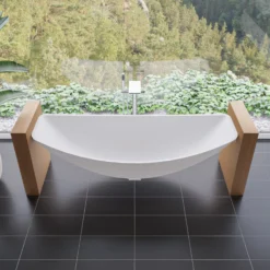 ALFI brand 79" Acrylic Wall Mount Oval Bathtub, White Matte, HammockTub1-WM