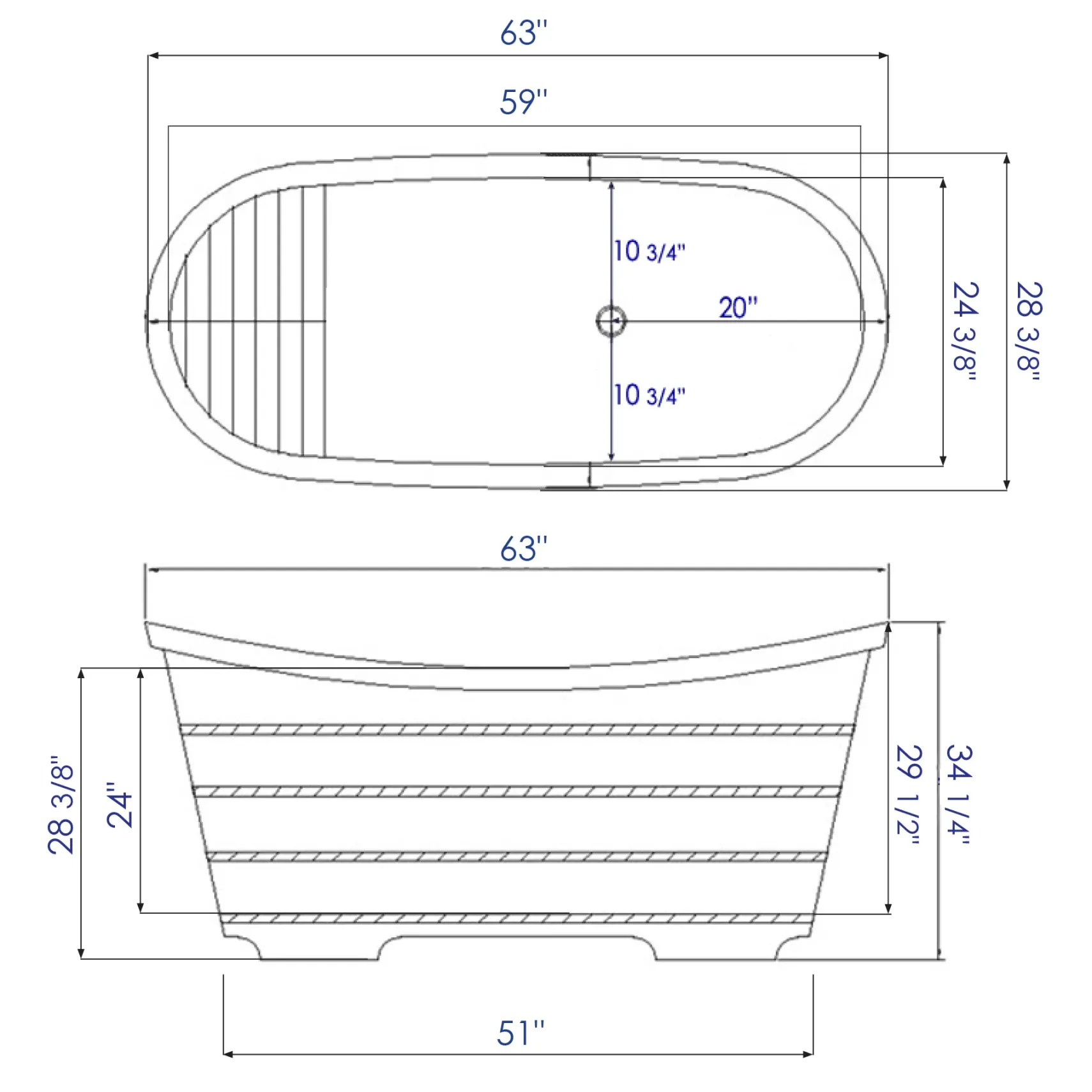 ALFI brand 63" Cedar Wood Free Standing Oval Bathtub, Natural Wood, AB1105