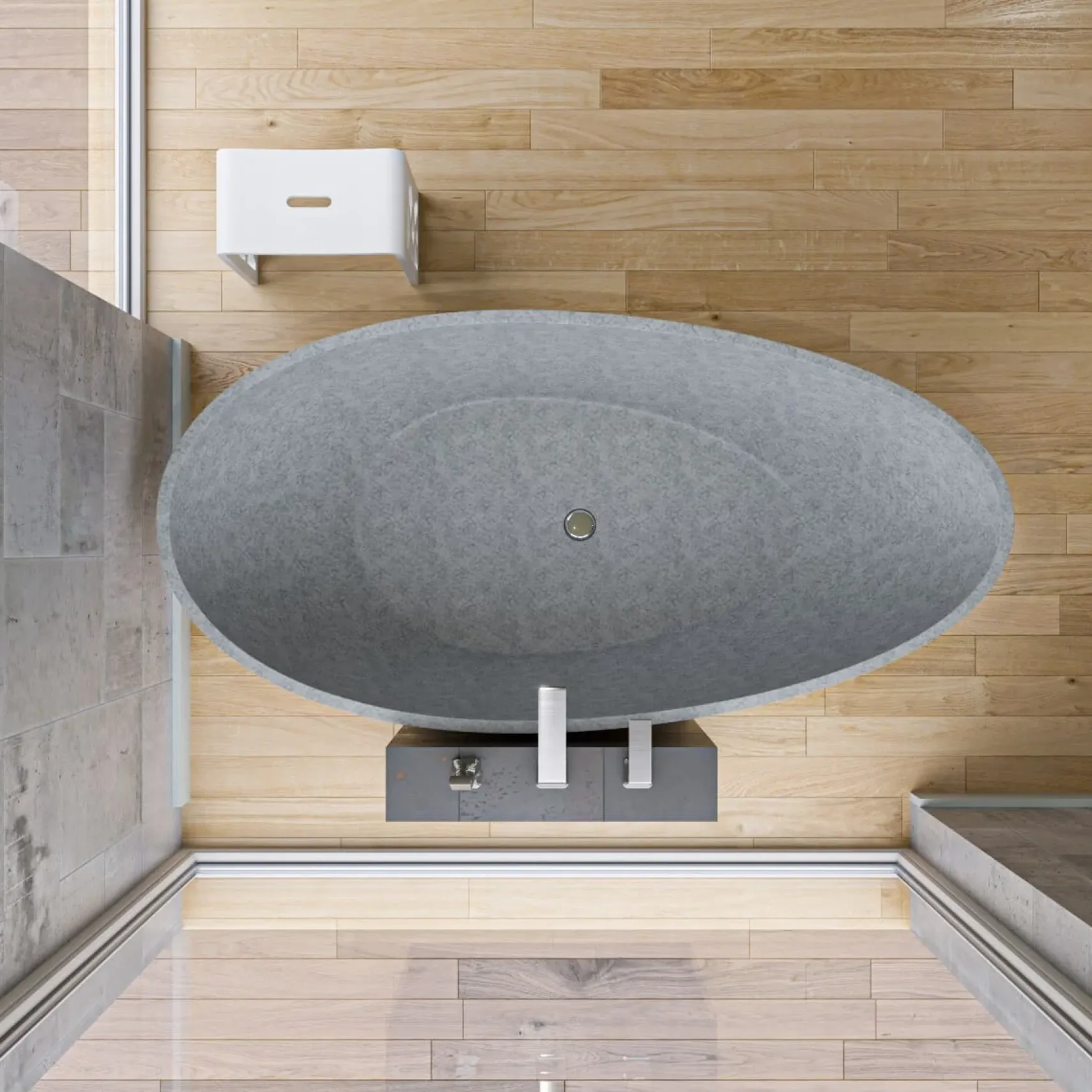 ALFI brand 72" Concrete Free Standing Oval Bathtub, Gray Matte, ABCO72TUB