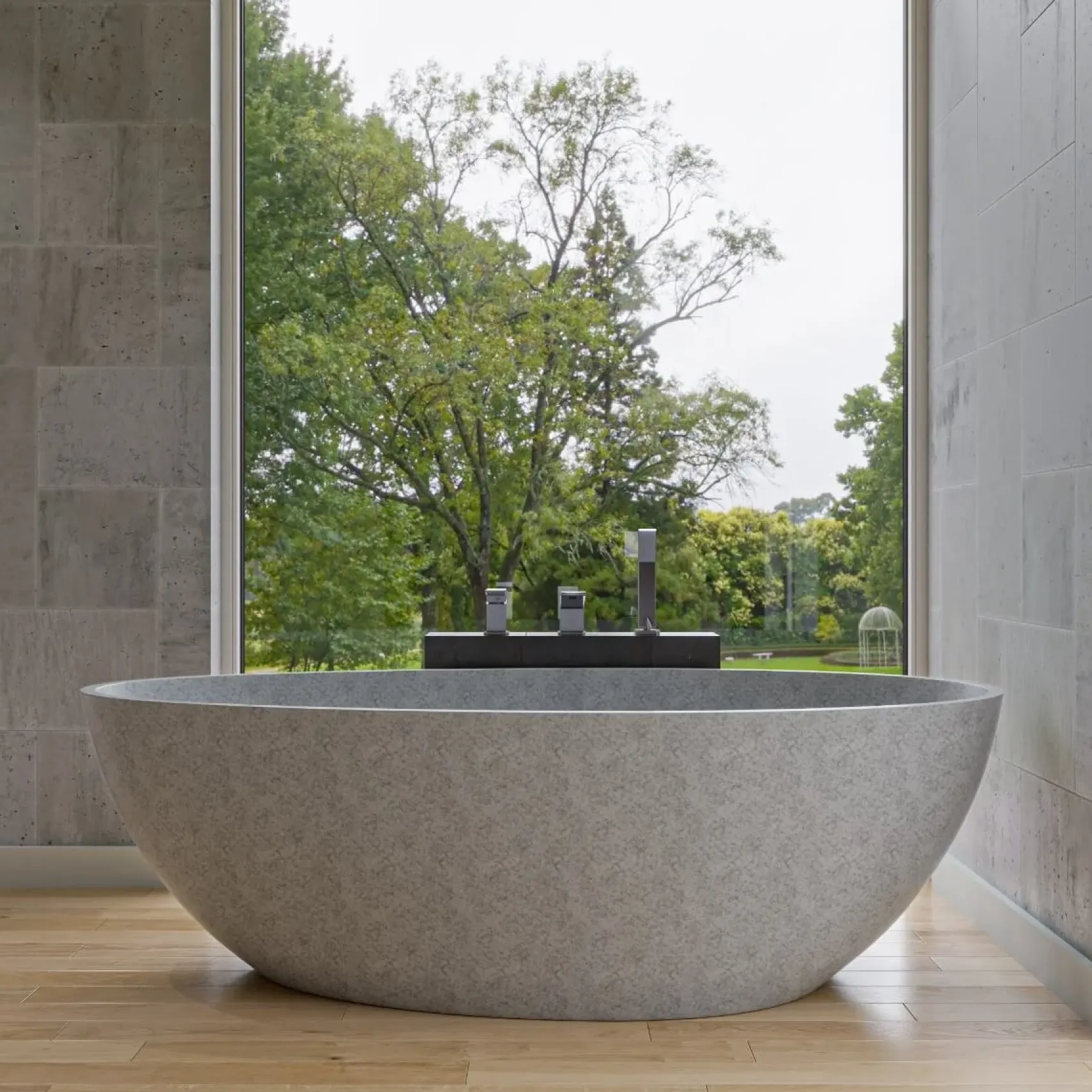 ALFI brand 72" Concrete Free Standing Oval Bathtub, Gray Matte, ABCO72TUB