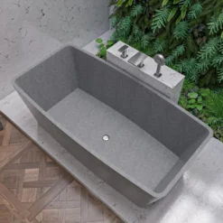 ALFI brand 71" Concrete Free Standing Rectangle Bathtub, Gray Matte, ABCO71TUB