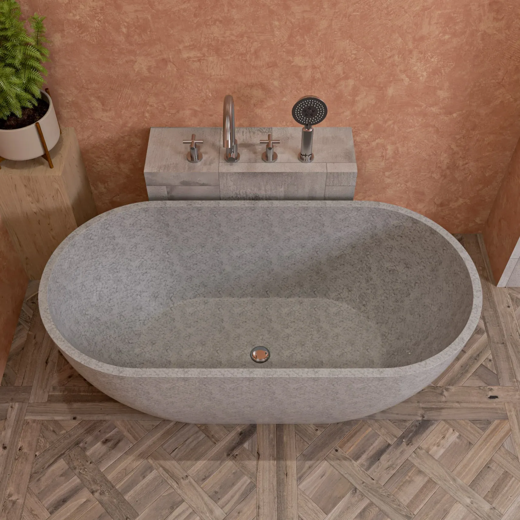 ALFI brand 59" Concrete Free Standing Oval Bathtub, Gray Matte, ABCO59TUB