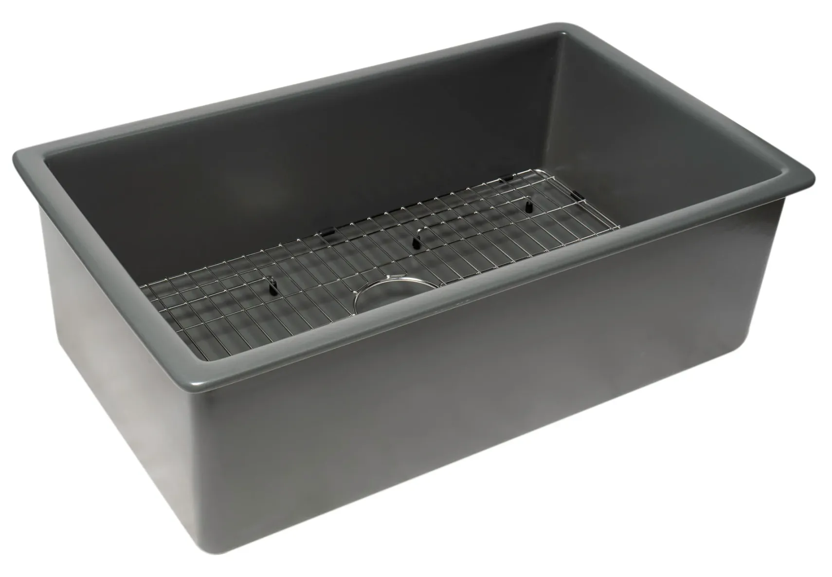 ALFI brand 32" Drop In Fireclay Kitchen Sink, Gray Matte, No Faucet Hole, ABF3219SUD-GM