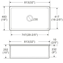 ALFI brand 32" Drop In Fireclay Kitchen Sink, Gray Matte, No Faucet Hole, ABF3219SUD-GM