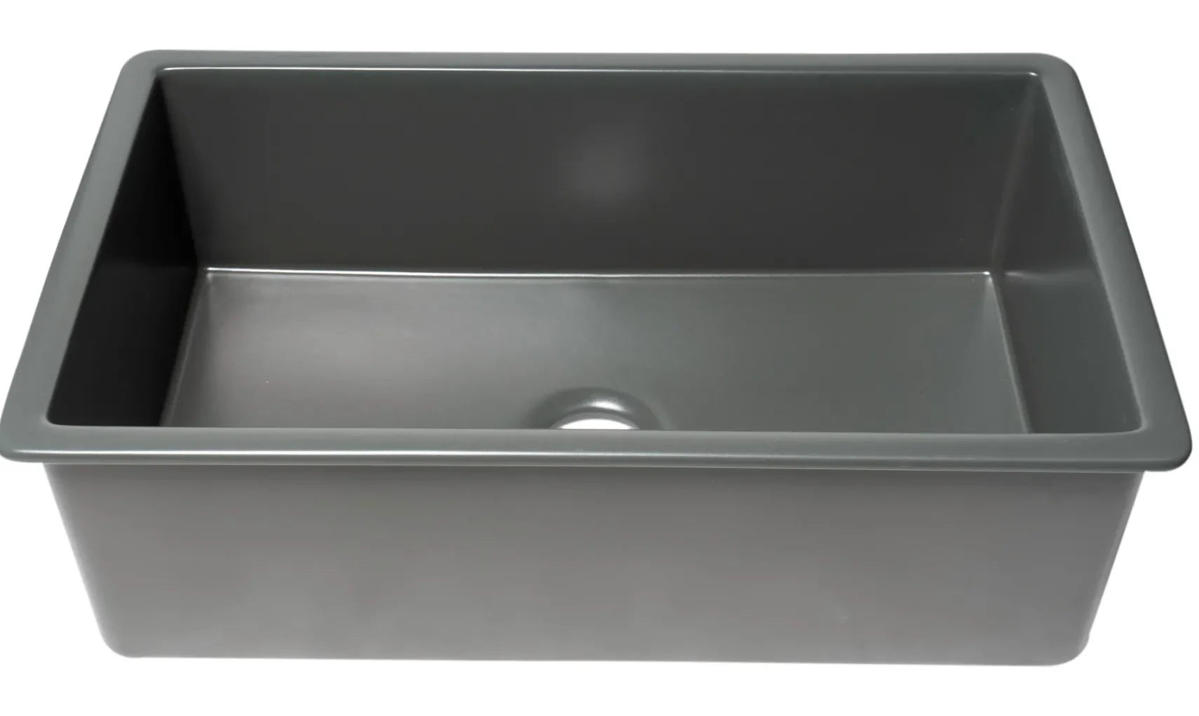 ALFI brand 32" Drop In Fireclay Kitchen Sink, Gray Matte, No Faucet Hole, ABF3219SUD-GM
