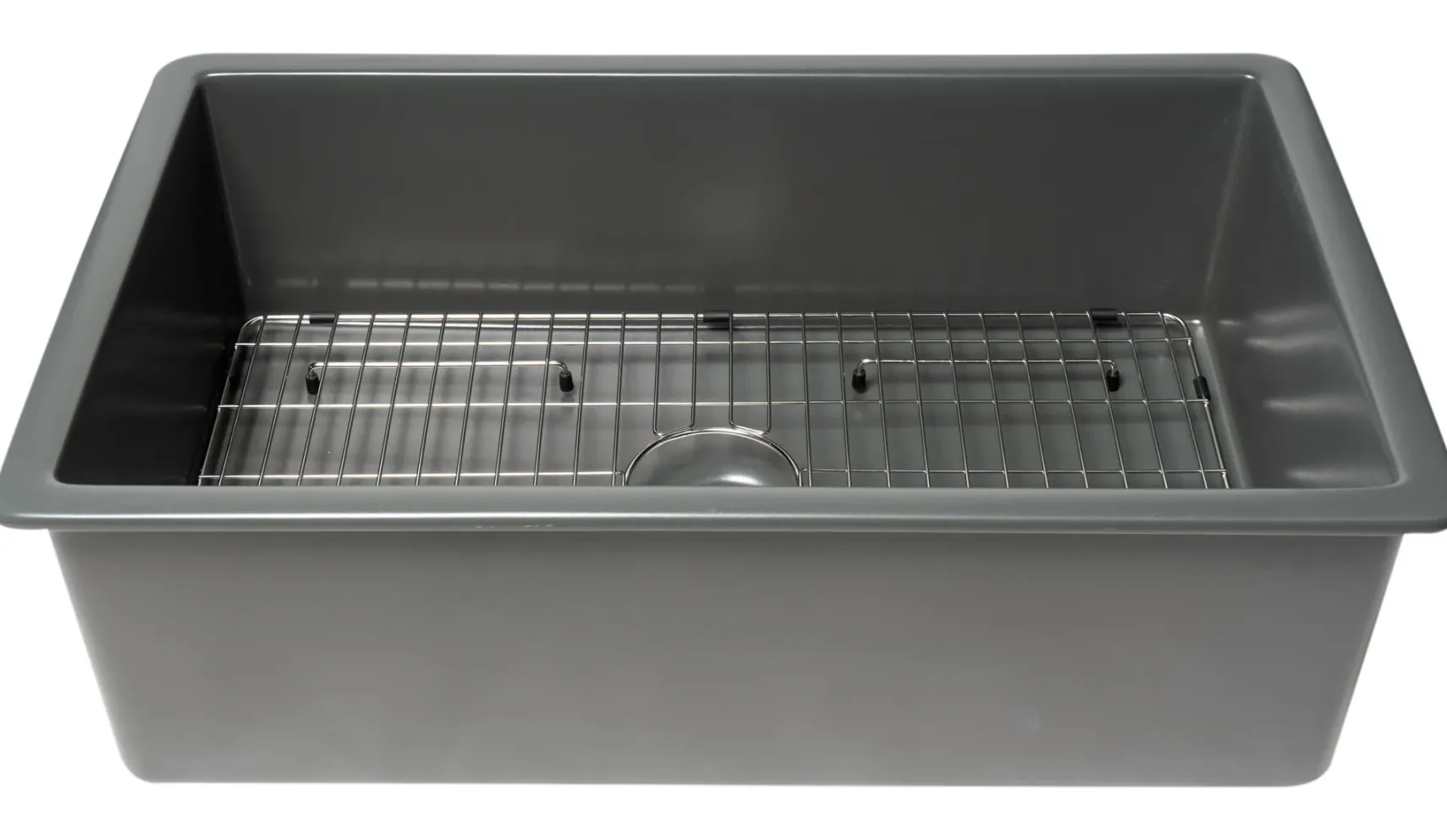 ALFI brand 32" Drop In Fireclay Kitchen Sink, Gray Matte, No Faucet Hole, ABF3219SUD-GM