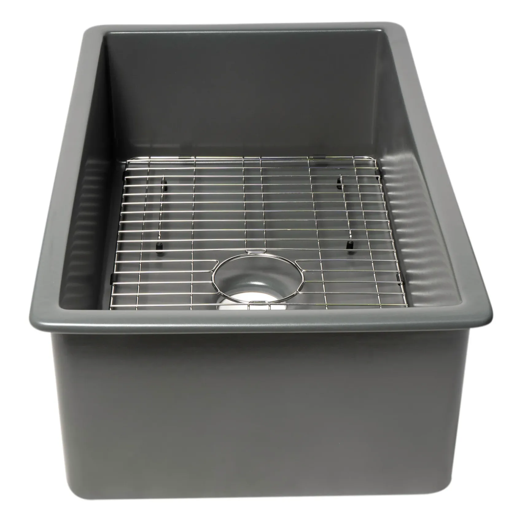 ALFI brand 32" Drop In Fireclay Kitchen Sink, Gray Matte, No Faucet Hole, ABF3219SUD-GM