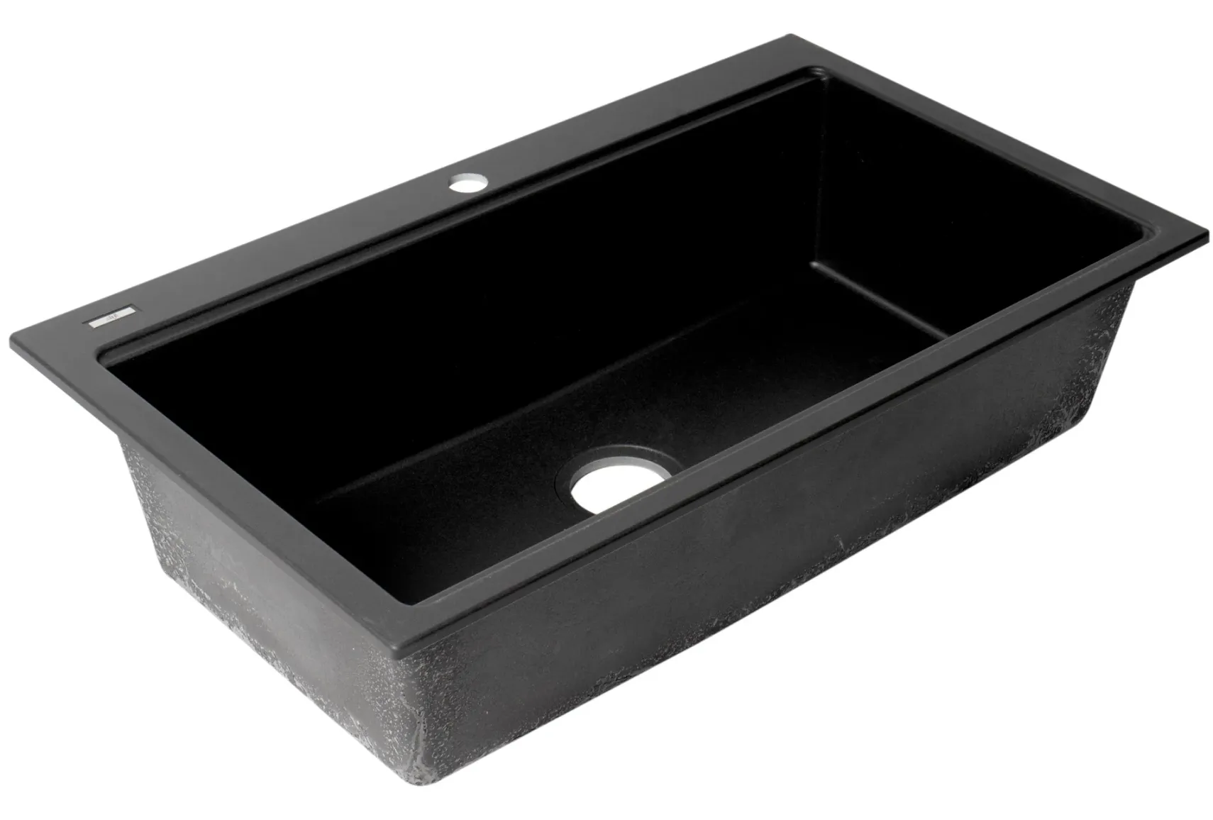 ALFI brand 34" Drop In Granite Composite Workstation Kitchen Sink with Accessories, Black, 1 Faucet Hole, AB3418SBDI-BLA
