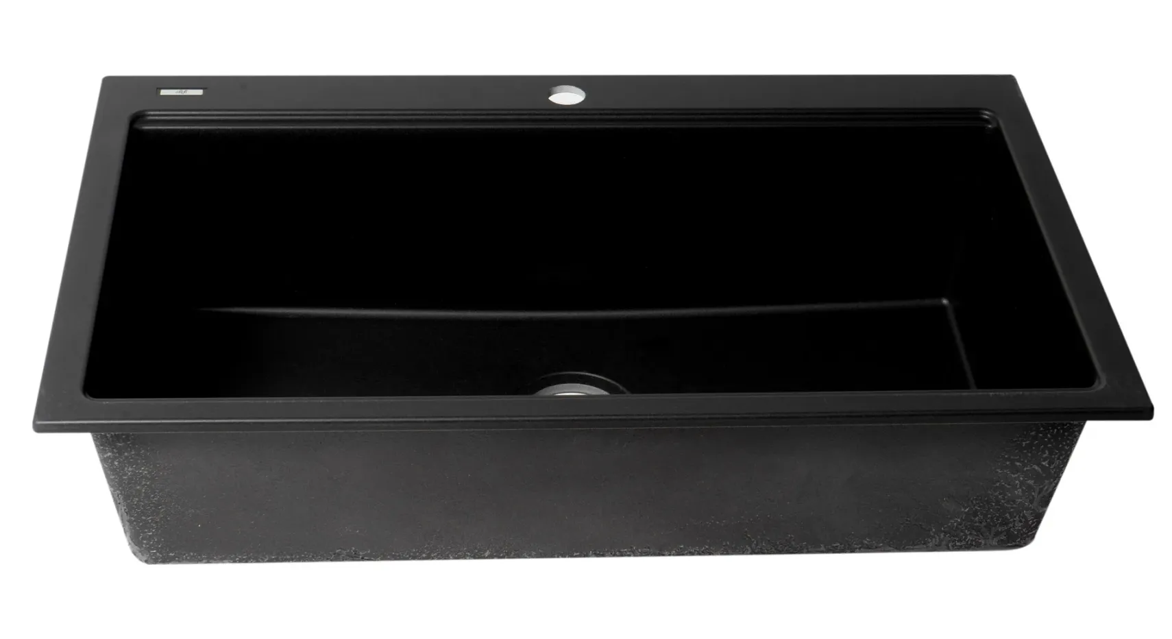 ALFI brand 34" Drop In Granite Composite Workstation Kitchen Sink with Accessories, Black, 1 Faucet Hole, AB3418SBDI-BLA