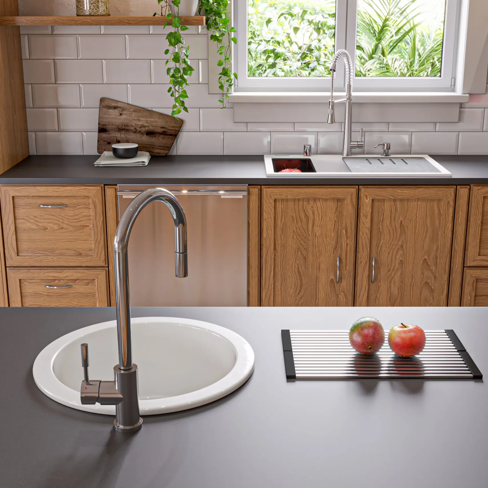ALFI brand 34" Drop In Granite Composite Workstation Kitchen Sink with Accessories, White, 1 Faucet Hole, AB3418SBDI-W