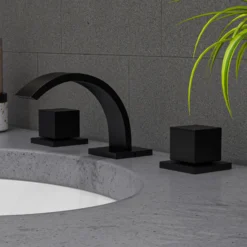 ALFI brand 1.2 GPM Cube Curved Spout Bathroom Faucet, Modern, Black Matte, AB1326-BM