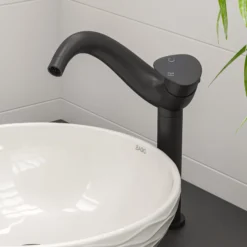 ALFI brand 1.2 GPM Lever Curved Spout Bathroom Faucet, Modern, Black Matte, AB1570-BM