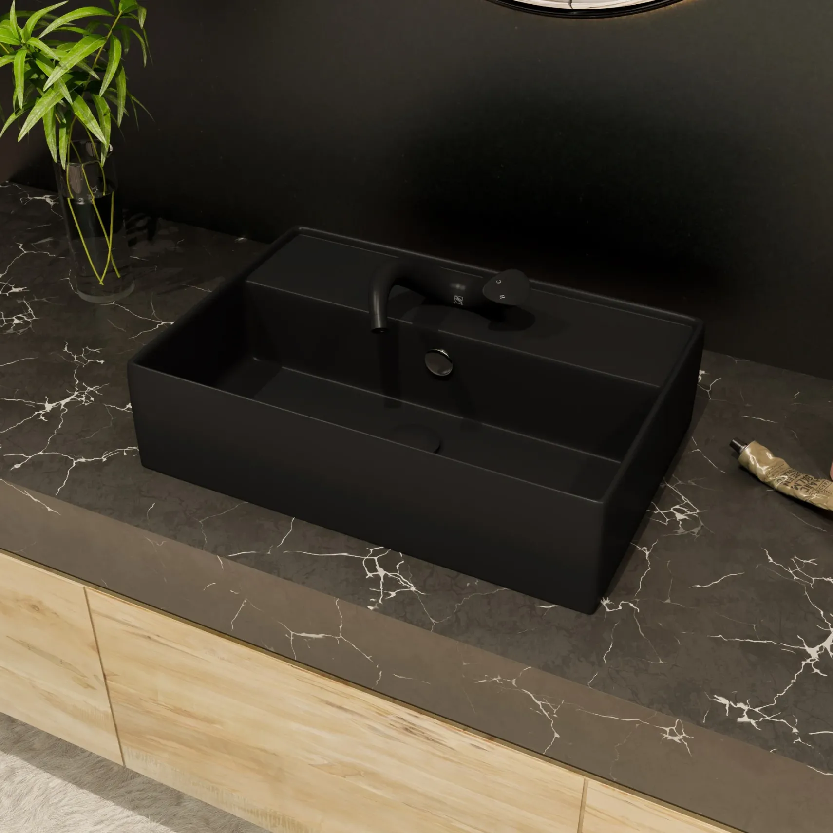ALFI brand 1.2 GPM Lever Curved Spout Bathroom Faucet, Modern, Black Matte, AB1572-BM