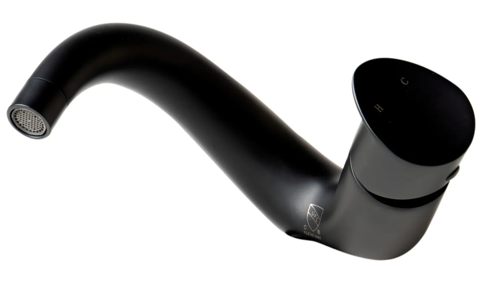 ALFI brand 1.2 GPM Lever Curved Spout Bathroom Faucet, Modern, Black Matte, AB1572-BM