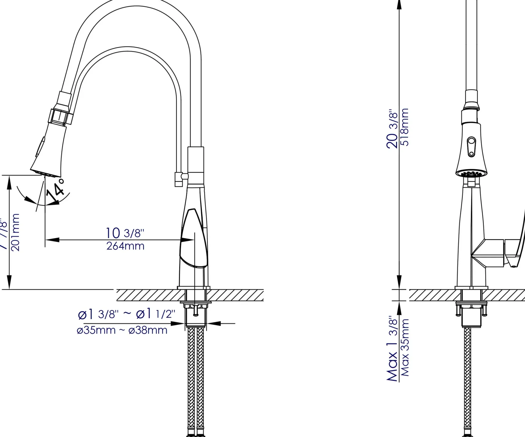 ALFI brand 1.8 GPM Lever Gooseneck Spout Touch Kitchen Faucet, Modern, Gray, Polished Chrome, ABKF3001-PC