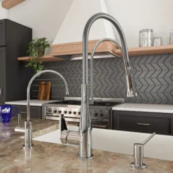 ALFI brand 1.8 GPM Lever Gooseneck Spout Touch Kitchen Faucet, Modern, Gray, Polished Chrome, ABKF3001-PC