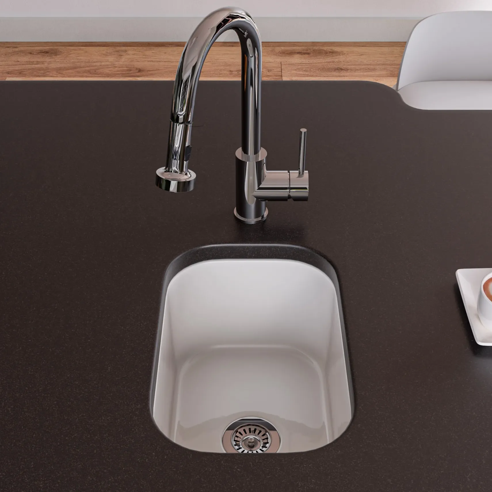 ALFI brand 1.66 GPM Lever Gooseneck Spout Touchless Kitchen Faucet, Modern, Gray, Pull Down, Polished Chrome, ABKF3262-PC