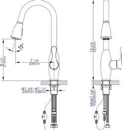 ALFI brand 1.8 GPM Lever Gooseneck Spout Touch Kitchen Faucet, Gray, Pull Down, Polished Chrome, Traditional, ABKF3783-PC