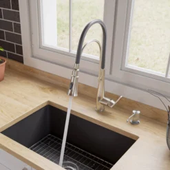 ALFI brand 1.8 GPM Lever Gooseneck Spout Touch Kitchen Faucet, Modern, Gray, Brushed Nickel, ABKF3001-BN