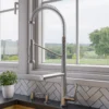 ALFI brand 1.7 GPM Lever Gooseneck Double Spout Touch Kitchen Faucet, Modern, Gray, Brushed Nickel, ABKF3787-BN
